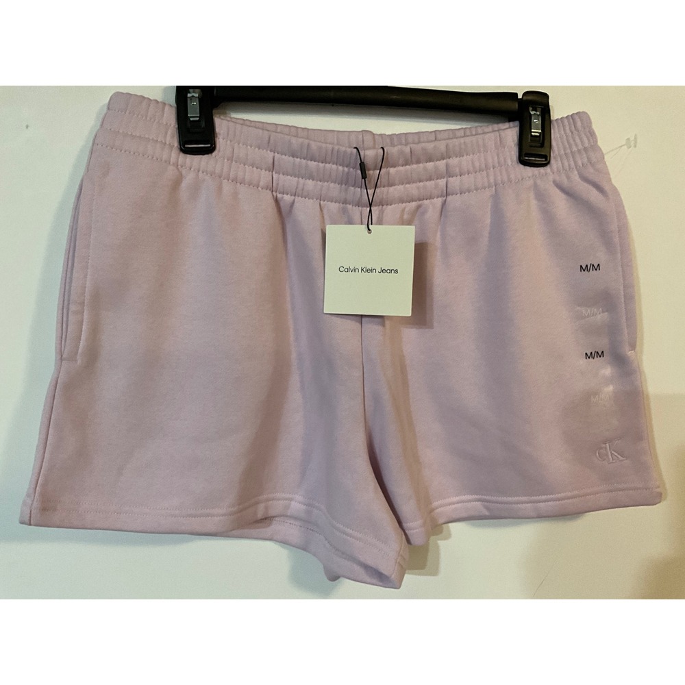 Calvin Klein Jeans Womens Lavender Fleece Sweat Shorts Light Purple Medium NWT